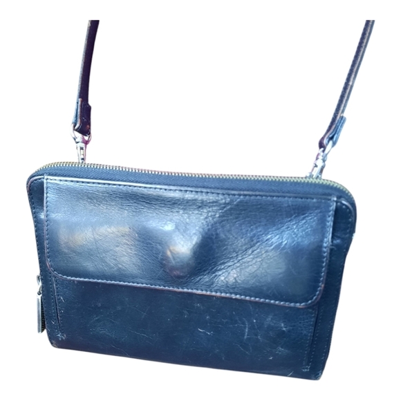 Hobo International 100% genuine leather black zipper clutch crossbody purse - Picture 2 of 16